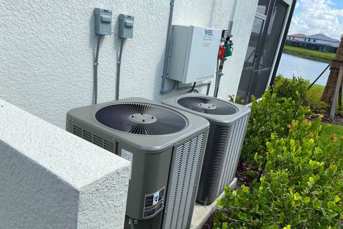 Air conditioner and heat pump units outside home